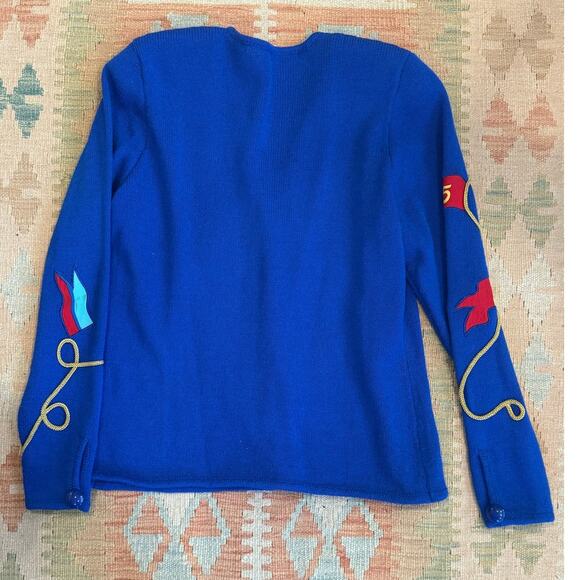 Anne Crimmins for UMI Collections Royal Blue Cardigan Womens M Hong Kong 1980s - Picture 4 of 12